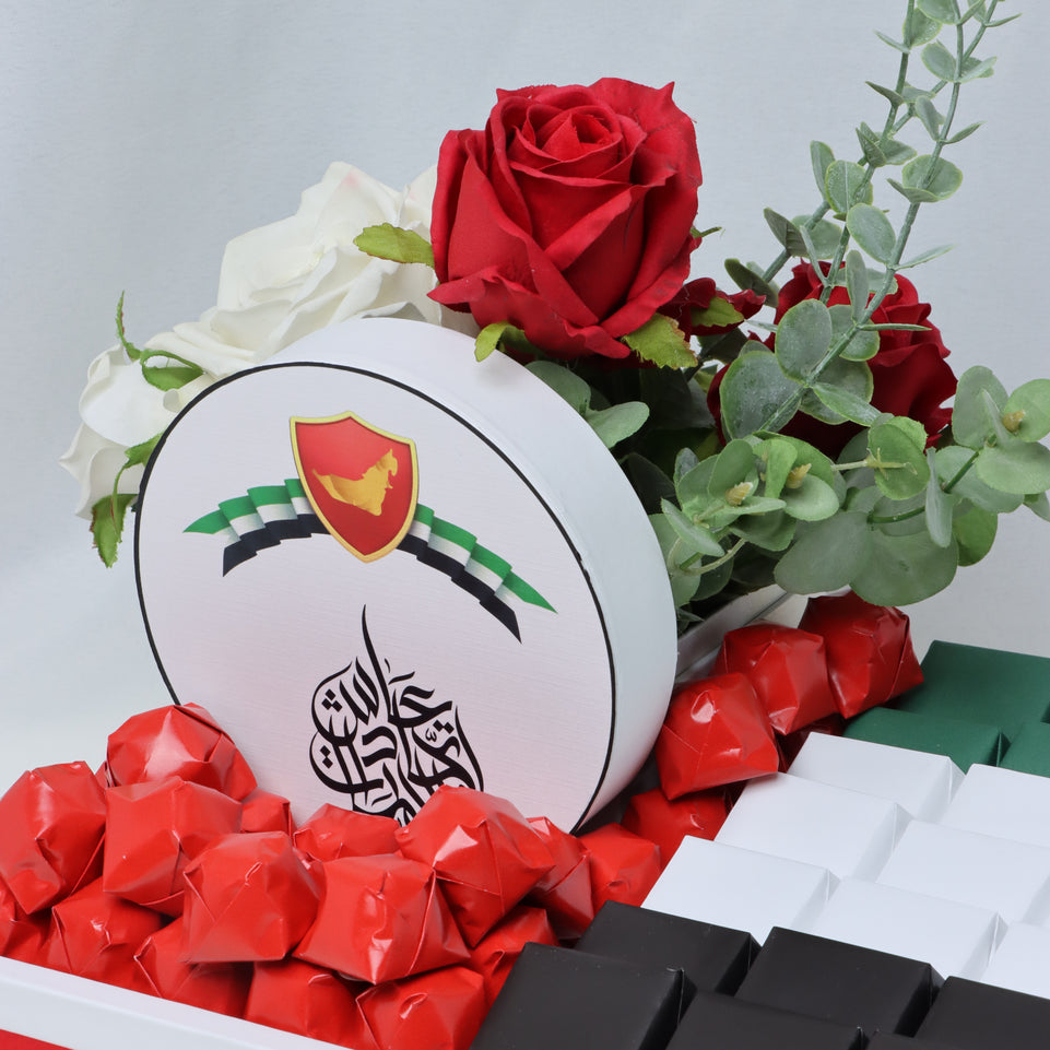 National day flower decorated chocolate wood tray
