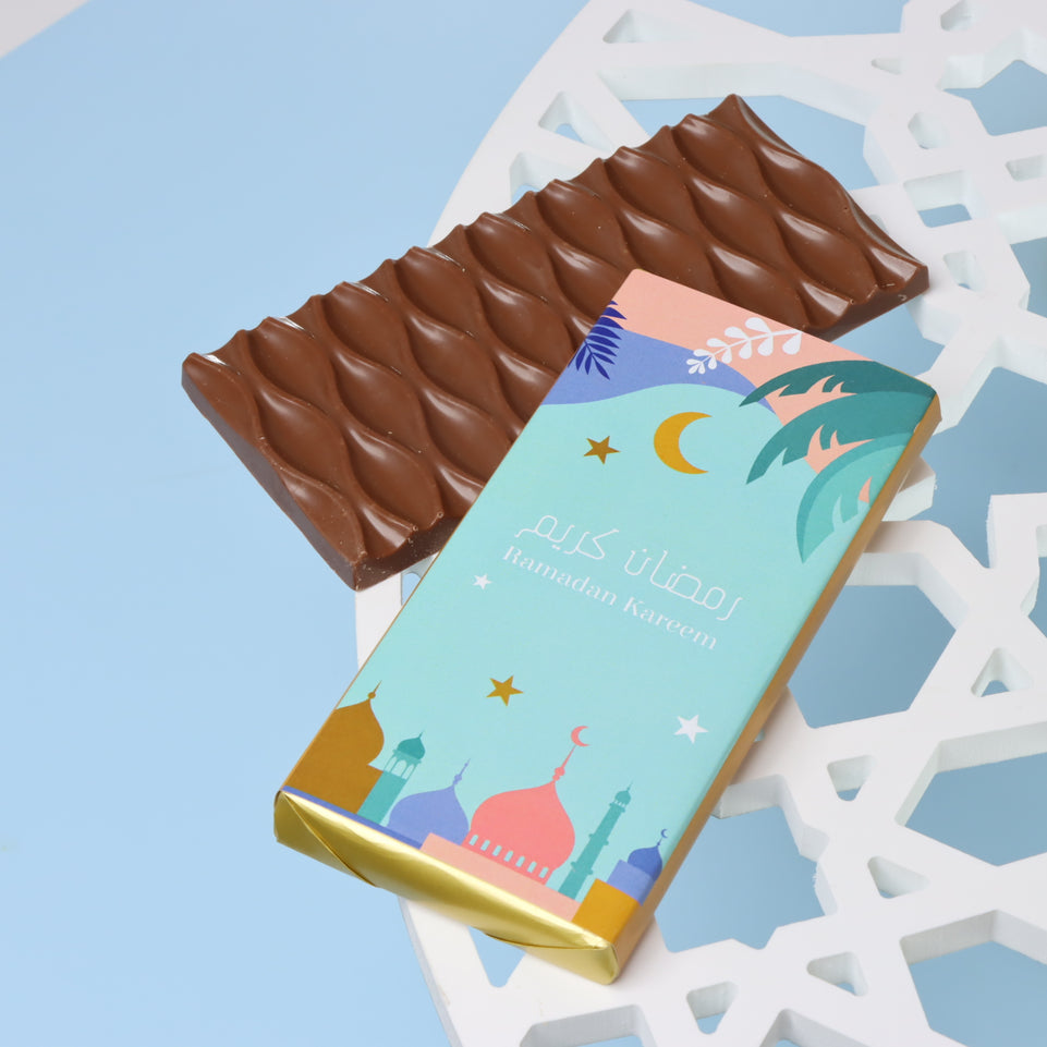 Ramadan designed block premium  milk chocolate giveaway