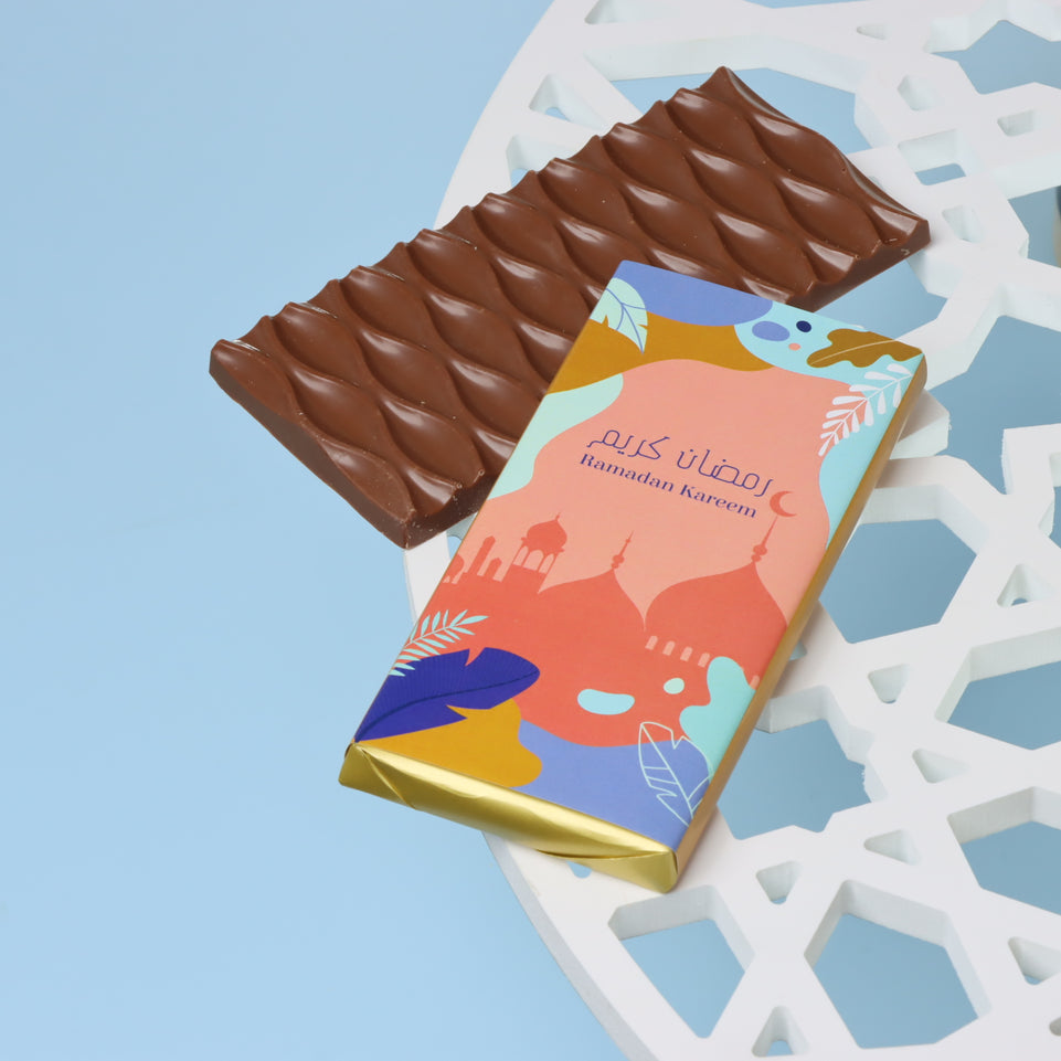 Ramadan kareem mosque designed block premium milk chocolate giveaway