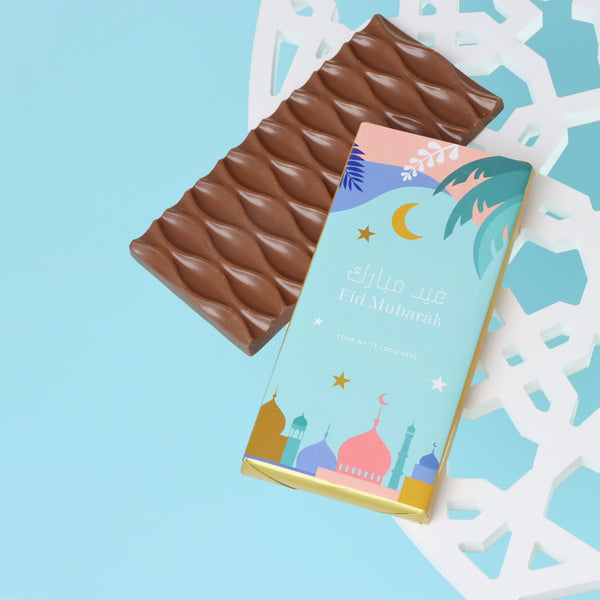 Eid mubarak designed branded milk chocolate bar giveaway