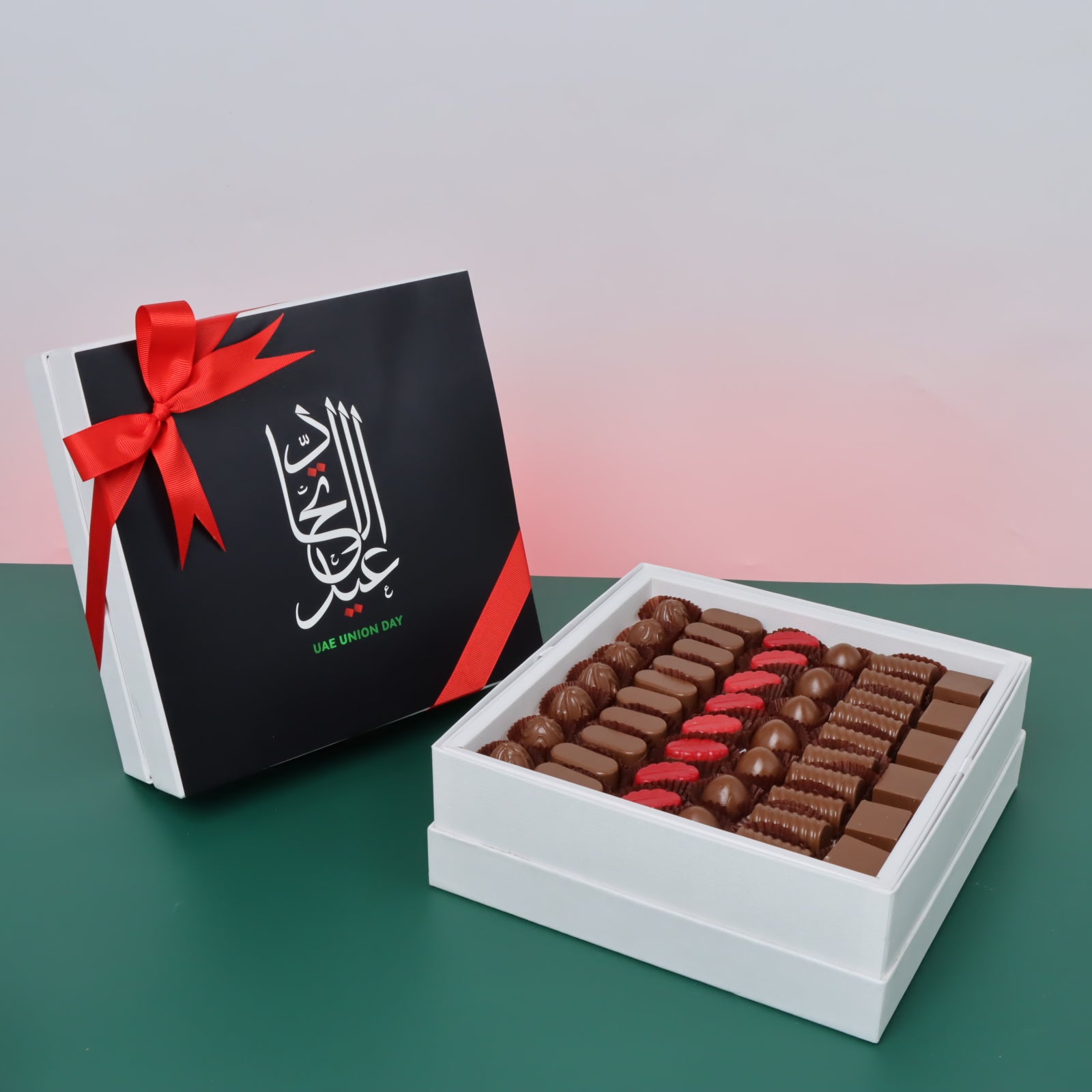 Arabic calligraphy national day designed premium chocolate one layer hard box