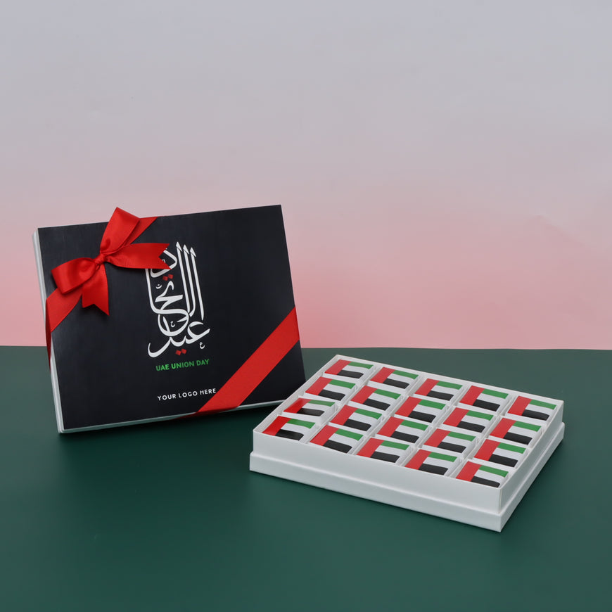 Arabic calligraphy national day with flag designed 20-piece chocolate hard box