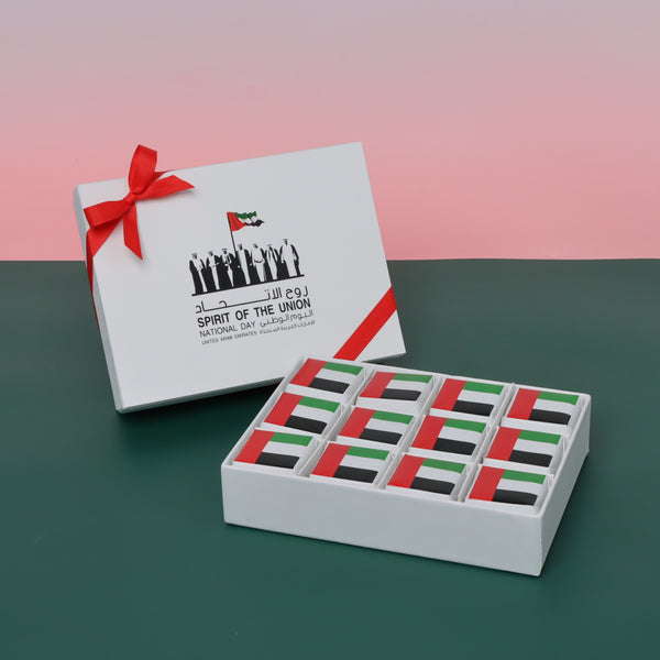 Spirit of the union national day with flag 12 piece premium chocolate hard box