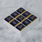 Set of 5 Corporate branded chocolate hard box with customized top card and ribbon