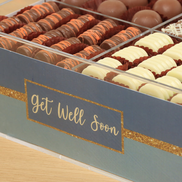 Get well soon designed premium chocolate small  double acrylic tray