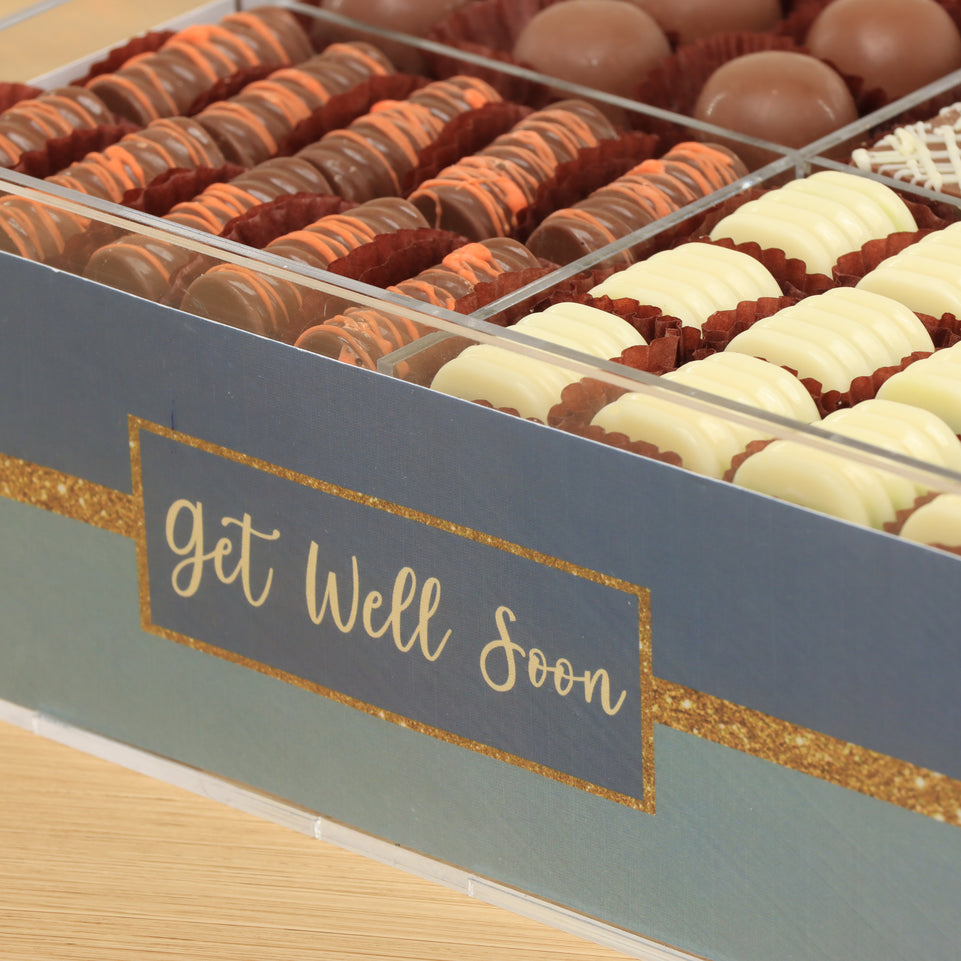 Get well soon designed premium chocolate small  double acrylic tray