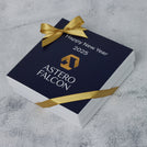 Set of 5 Corporate branded chocolate hard box with customized top card and ribbon