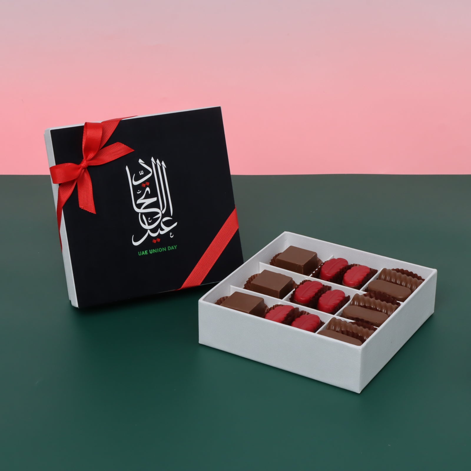 Arabic calligraphy national day designed premium chocolate 9piece hard box
