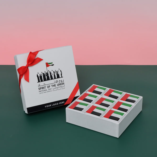 Spirit of the union national day with flag designed premium chocolate 9 piece hard box