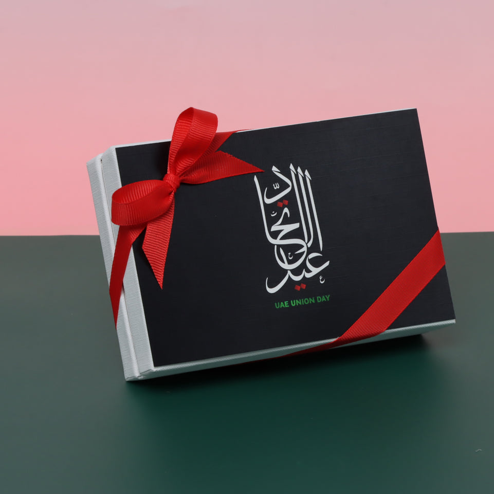 Arabic calligraphy national day with flag designed chocolate 6-piece hard box