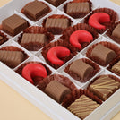 Premium chocolate 20pc white hard box with gold ribbon