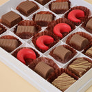 Premium chocolate 20pc white hard box with gold ribbon