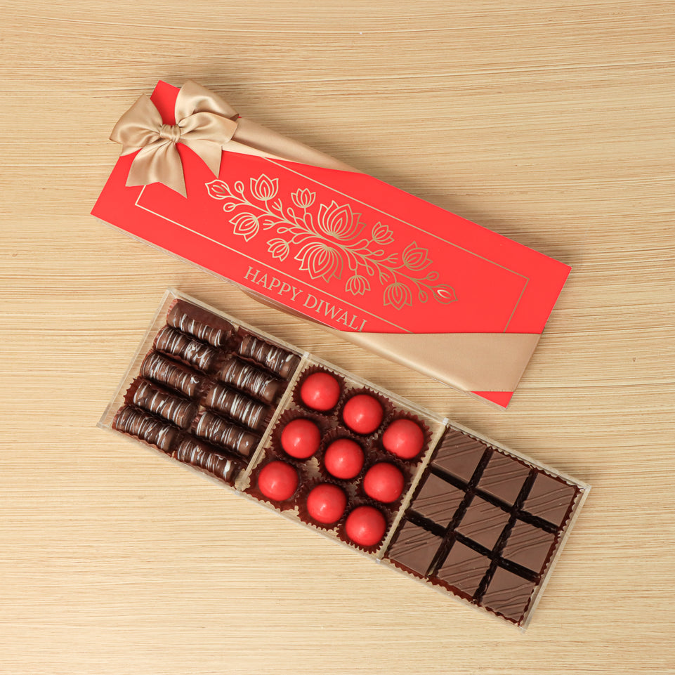 Happy Diwali ornament design premium chocolate gift acrylic box