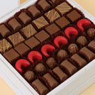 Premium chocolate one layer hard box with gold ribbon