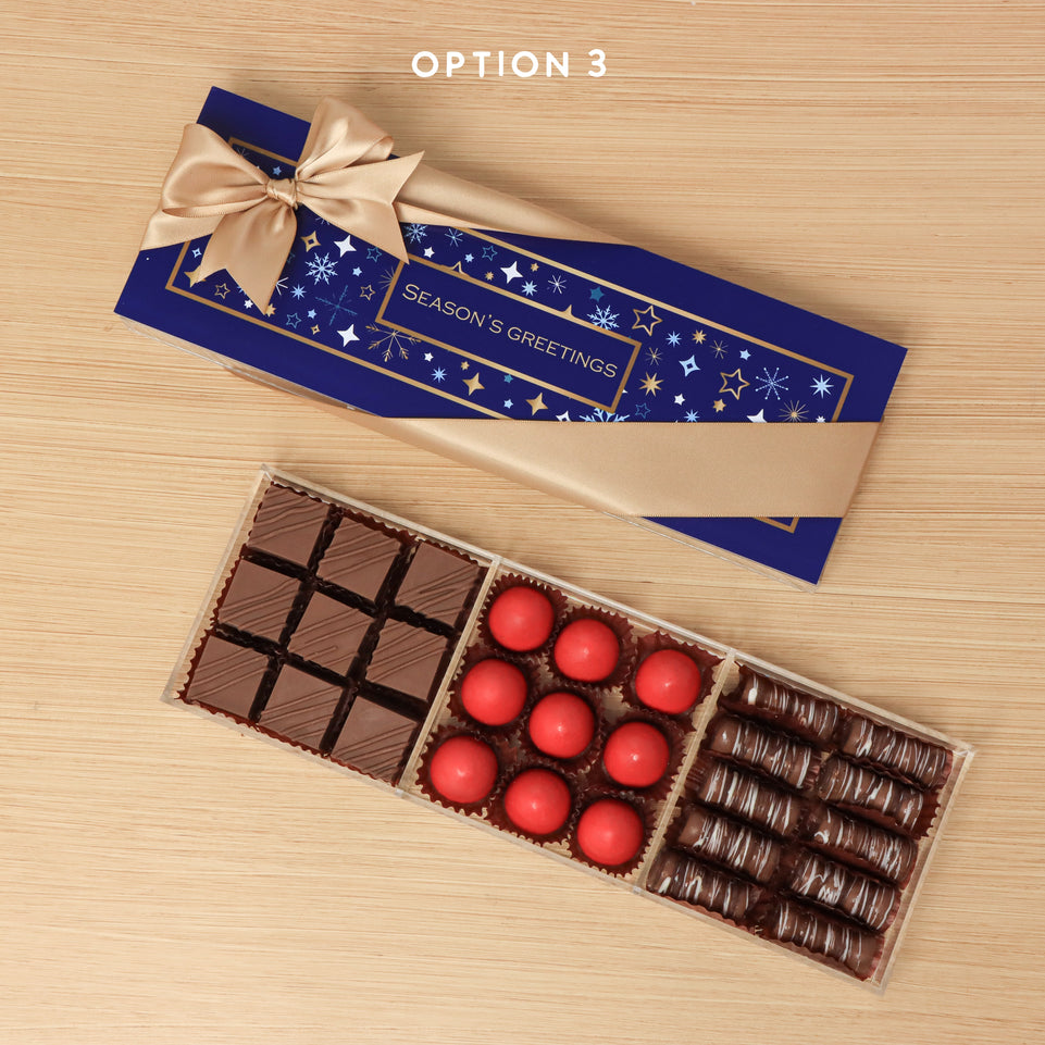 Season's greetings design premium chocolate gift acrylic box
