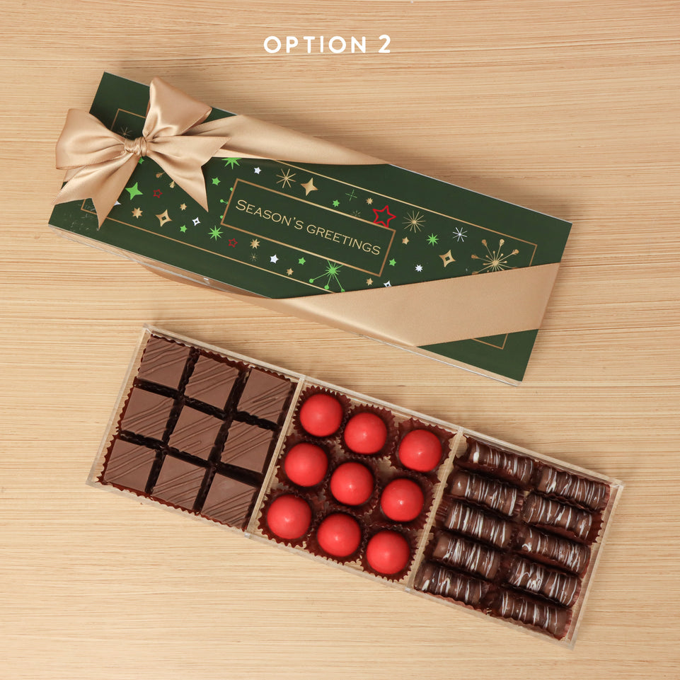 Season's greetings design premium chocolate gift acrylic box