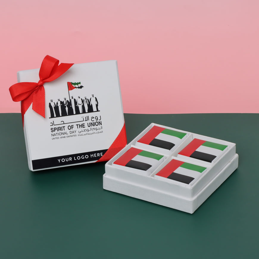 Spirit of the union national day with flag designed chocolate 4-piece hard box