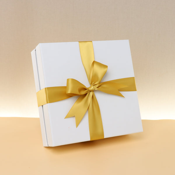 Premium chocolate & dates 2-layer hard box with gold ribbon