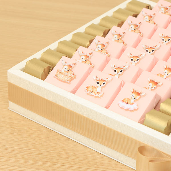 Baby girl dear theme design premium chocolate medium leather tray