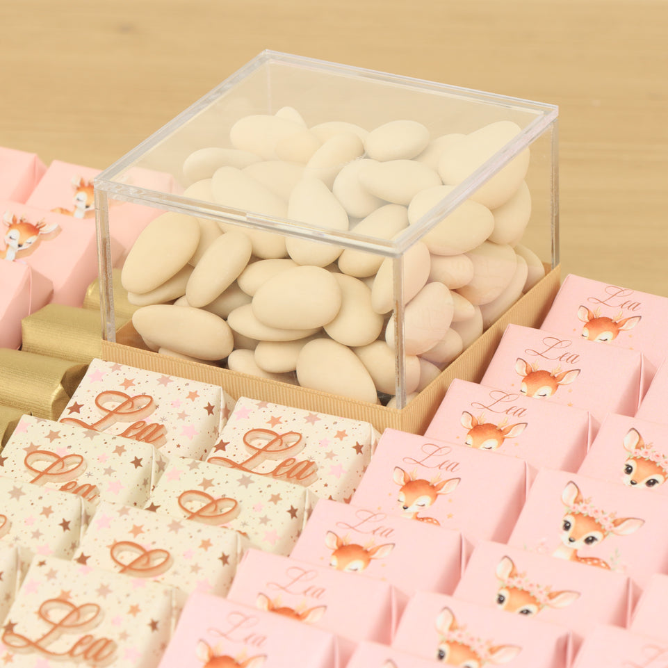 Baby girl dear theme design premium chocolate medium leather tray