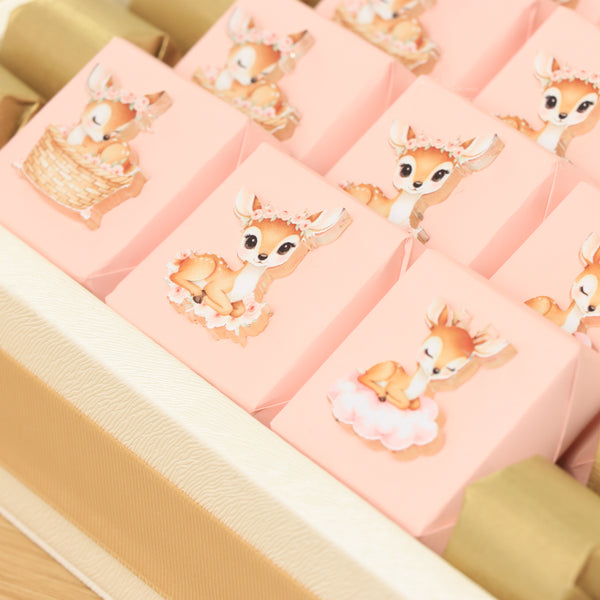 Baby girl dear theme design premium chocolate medium leather tray