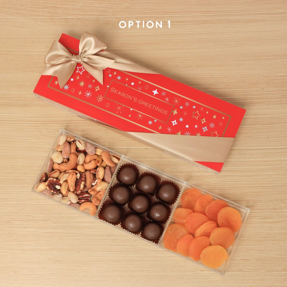 Season's greetings design premium chocolate and sweets gift acrylic box