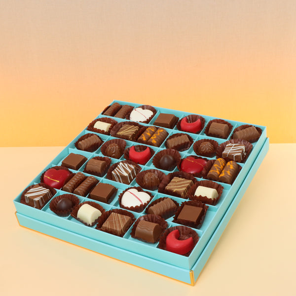Luxury Tiffany color designed premium chocolate box with ribbon
