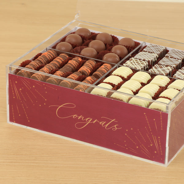 Congrats festive designed premium chocolate gift acrylic box