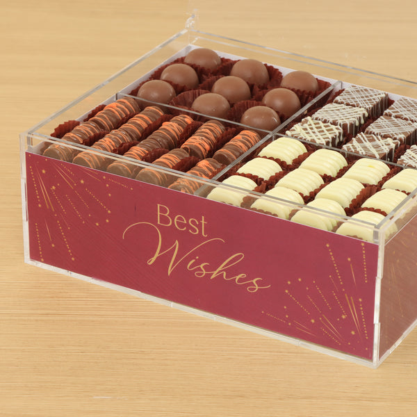 Best Wishes festive design premium chocolate gift acrylic box