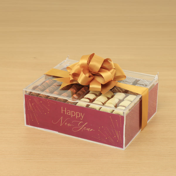 Happy New Year festive design premium chocolate gift acrylic box