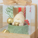Elegant Christmas Santa Candle Gift Set in Clear Box with Gold Ribbon Bow