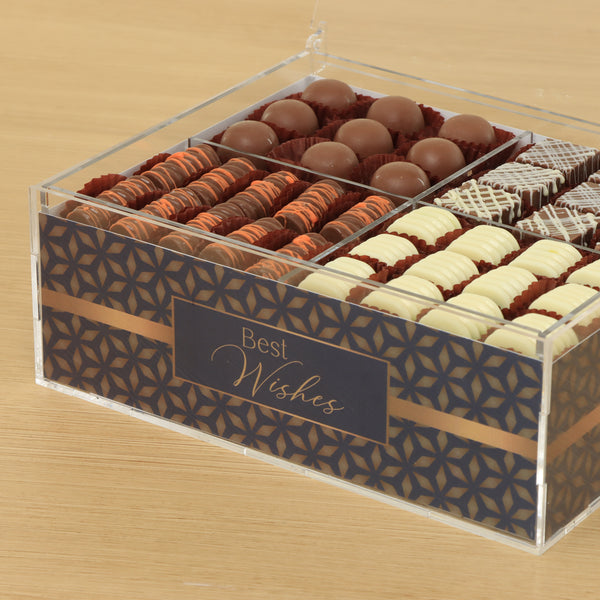 Best wishes designed premium chocolate small double acrylic tray