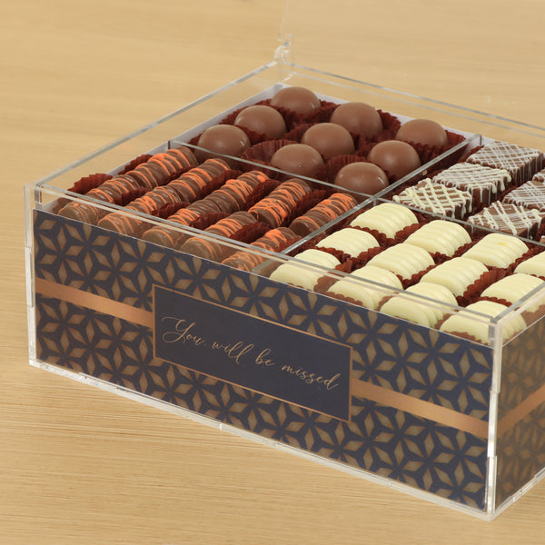 You will be missed designed premium chocolate small double acrylic tray