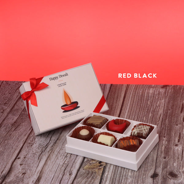 Set of 8 corporate customized diwali candle designed premium chocolate 6P hard box