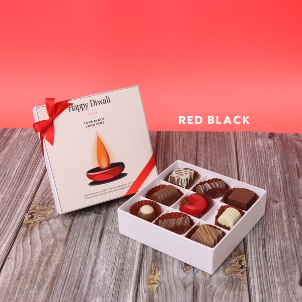 Set of 5 corporate customized diwali candle designed premium chocolate 9P hard box