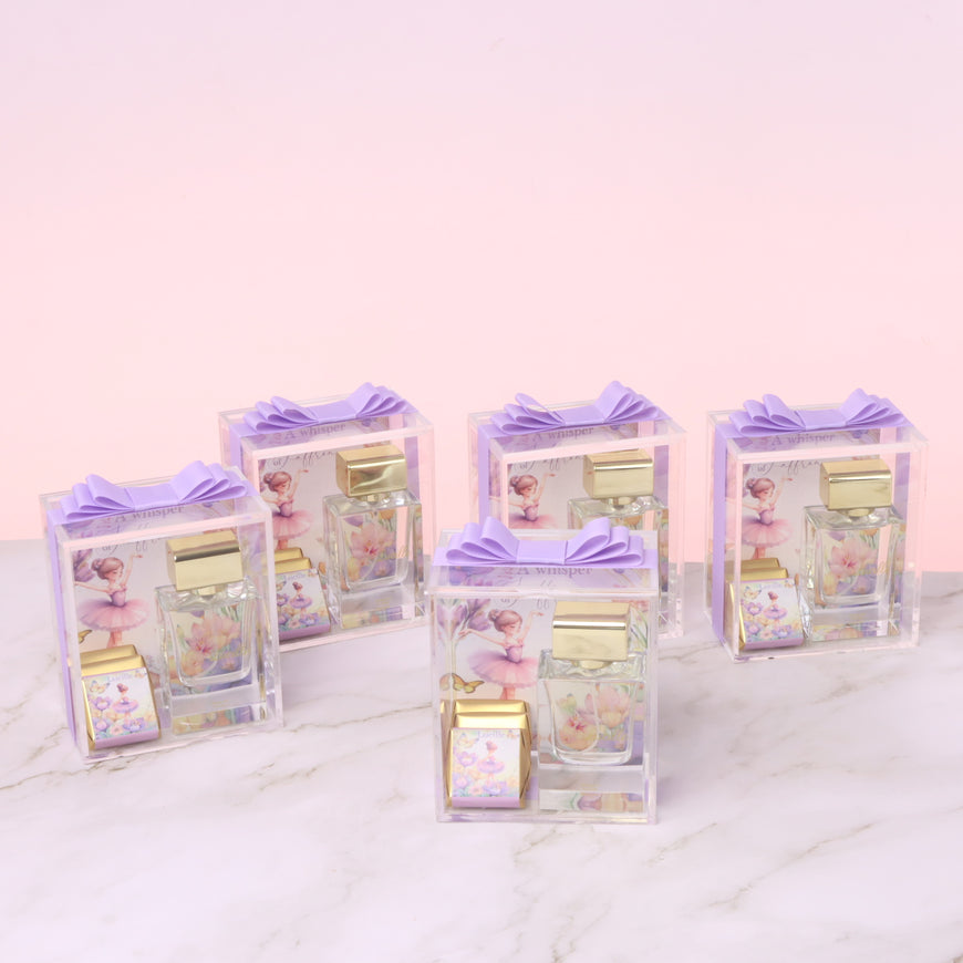 Ballerina theme personalized perfume and premium chocolate acrylic box