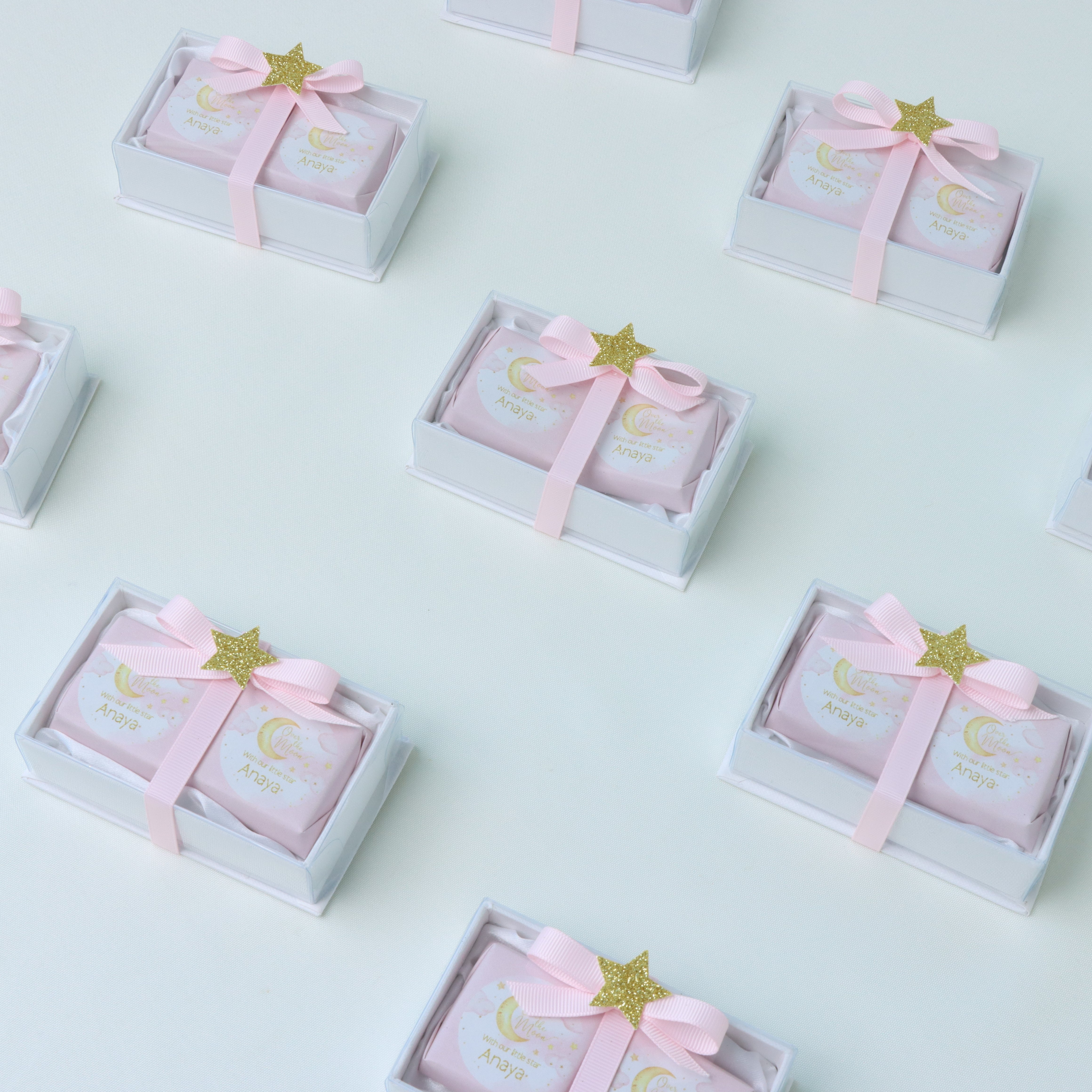 Set of 20 Baby personalized chocolate top view box