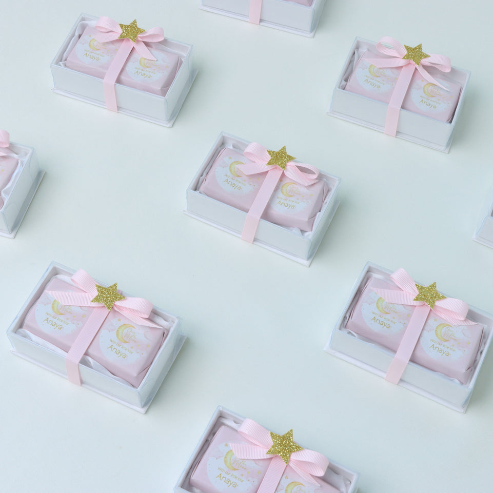 Set of 20 Baby personalized chocolate top view box