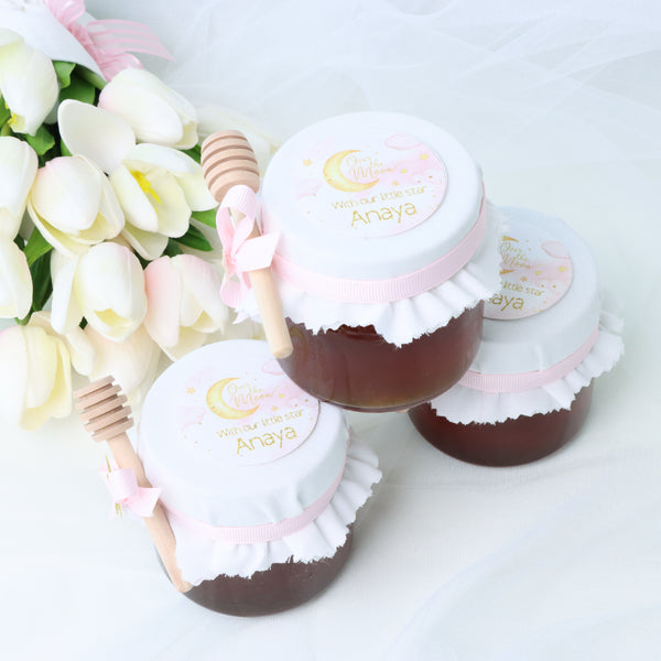 Set of 20 Baby Girl personalized honey jar