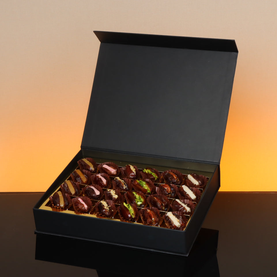 Luxury mixed stuffed dates magnetic black hard box