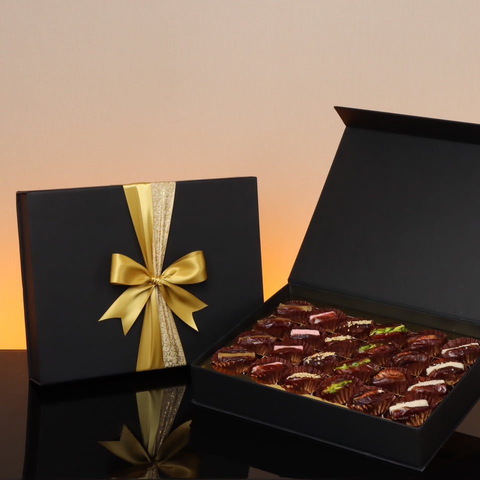 Luxury mixed stuffed dates magnetic black hard box