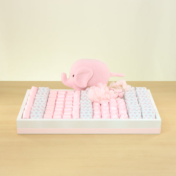 Baby girl elephant theme designed premium chocolate medium leather tray