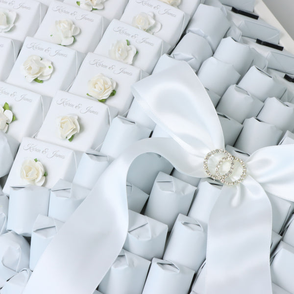 Wedding flower & acrylic tie decorated chocolate leather large tray