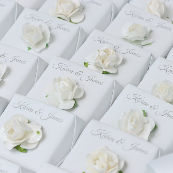 Wedding flower & acrylic tie decorated chocolate leather large tray