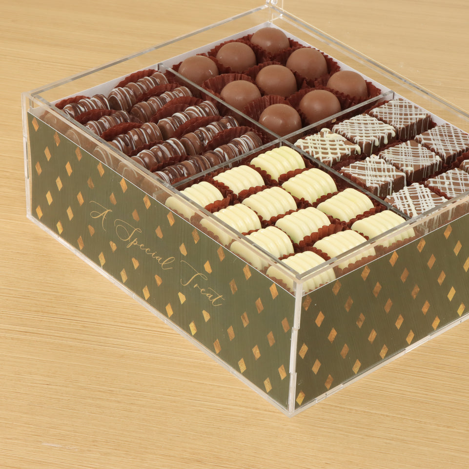 A special treat diamond pattern design premium chocolate small double acrylic tray