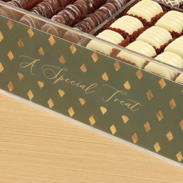 A special treat diamond pattern design premium chocolate small double acrylic tray