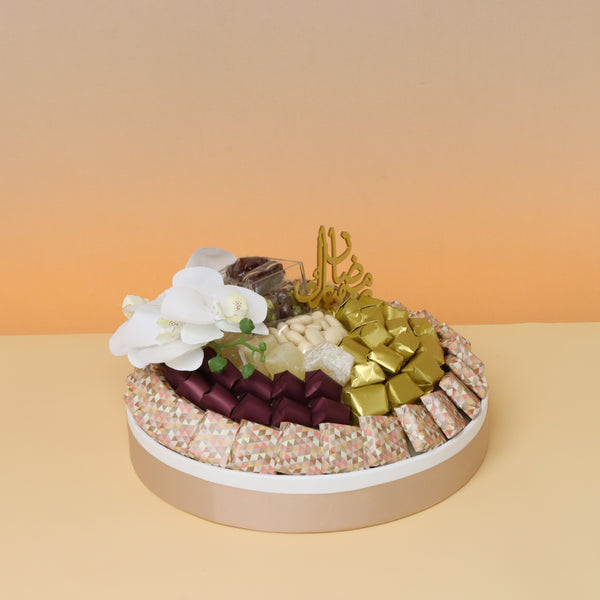 Ramadan chocolate & sweets leather round tray