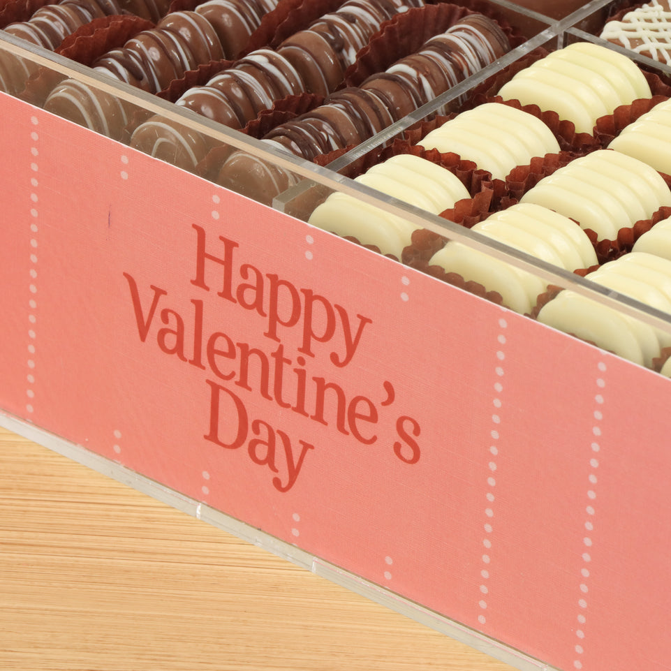 Happy Valentine's Day pink dotted line design premium chocolate gift acrylic box