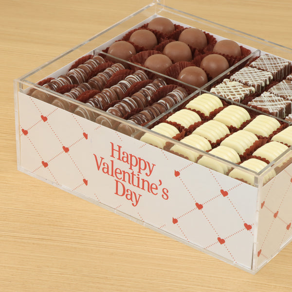 Happy Valentine's Day diamond heart liner design premium chocolate gift acrylic box