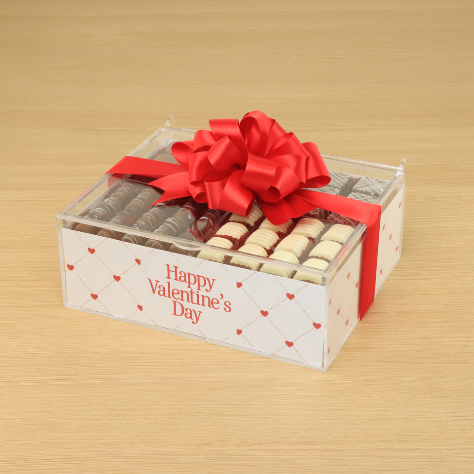 Happy Valentine's Day diamond heart liner design premium chocolate gift acrylic box